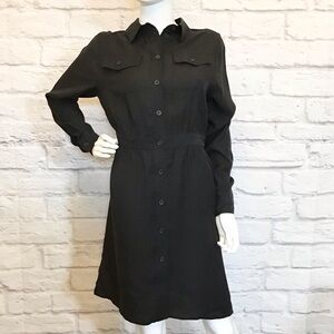 NA-KD 40 (US 10) Long Sleeve Utility Dress Button-Up Knee Length Black